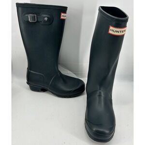 Hunter Original Tall Kids Rain Boots Rubber Gray Boys Size 2 Girls 3